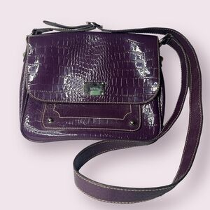 Liz & Co Purple Faux Crocodile Purse
